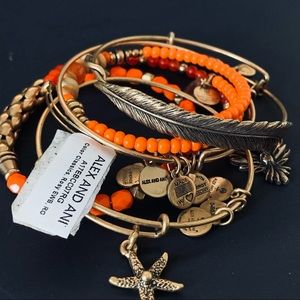 ALEX AND ANI | RAFAELIAN GOLD FINISH | ORANGE BEADS | WOOD BEAD
